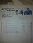 El Senorio menu