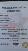 Concordia Club menu