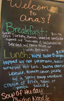 Ana's Cafe menu