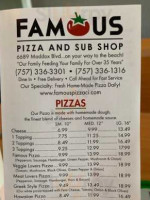 Famous Pizza Sub Shop menu