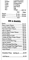 Bagel Shoppe menu