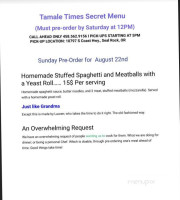 Tamale Time menu