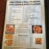 Alliger's House Of Wings menu