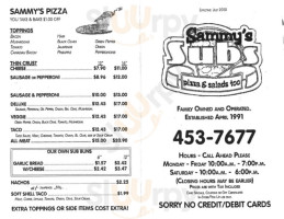 Sammy's Subs menu