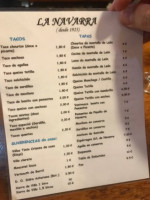 La Navarra menu