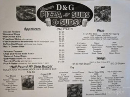 D G Pizza menu