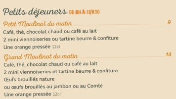 Monsieur Moulinot menu