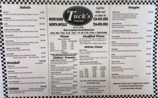 Tuck's Pizza menu