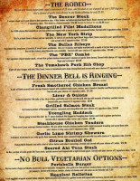 Black Bull Steakhouse Saloon menu