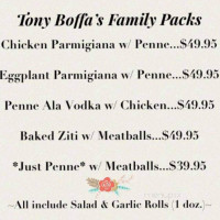 Tony Boffas Pizzeria menu