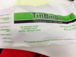 Tin Bin Bo menu