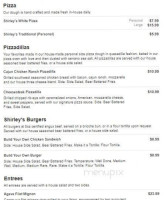 Shirley's Cafe Tequila menu