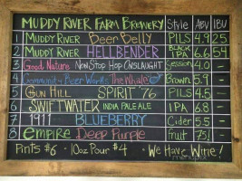 Muddy River Farm Brewery menu