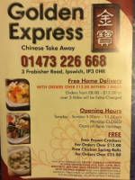 Golden Express Ipswich menu