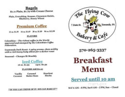 The Flying Cow Bakery Cafe menu