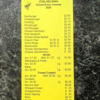 Young's Custard Stand menu