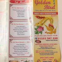 Golden Bird Chinese menu