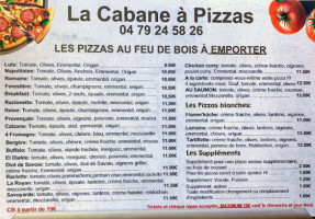 La Cabane à Pizzas menu