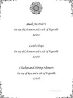 Chieftans Restaurant Bar menu