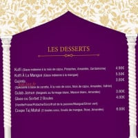 Taj Mahal menu