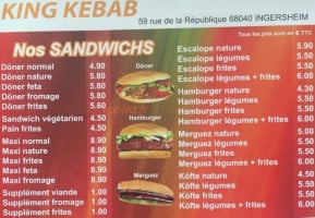 King Kebab menu