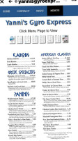 Yanni S Gyro Express Cafe menu