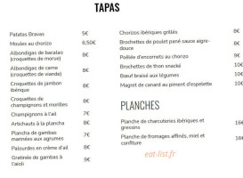 Pique Et Trinque menu