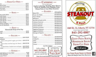 Danny's Steakout Pizza menu