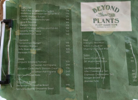 Beyond Plants menu