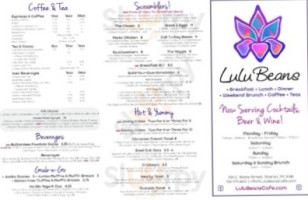 Lulu Beans Cafe menu
