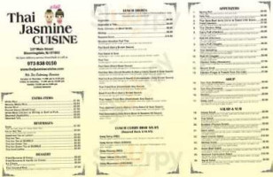 Thai Jasmine Cuisine menu