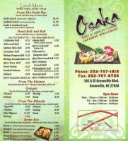 Osaka Sushi Hibachi menu