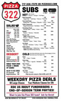 A M Pizza menu