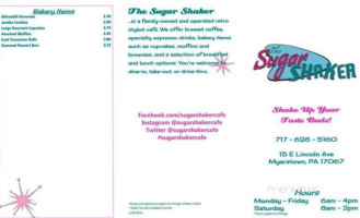 The Sugar Shaker menu