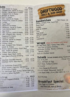 Driftwood Deli Sub Shop menu