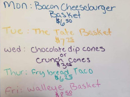 Tasty Treat Drive-in menu