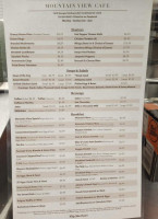 Mountain View Cafe menu