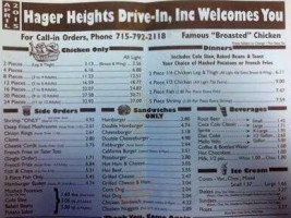 Hager Heights Drive Inn menu