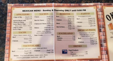 Okolona Tavern menu