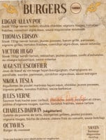 L'Artisan du Burger menu