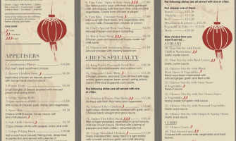 Lily House Thai Chinese Cuisine menu