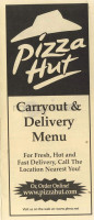 Pizza Hut menu