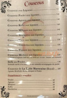 La Table Marocaine menu