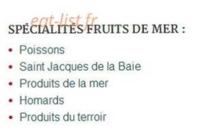 L'Abri des Flots menu