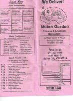 Mulan Garden Rest menu