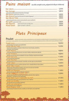 Villa de l'Inde menu