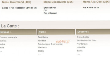 Le Petit Bistrot menu