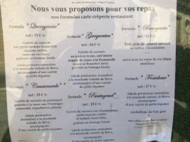 Crêperie De La Cascade menu