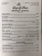 Tj's Main Street Cafe menu