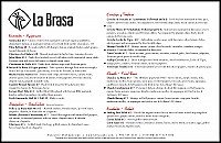La Brasa International Cuisine menu